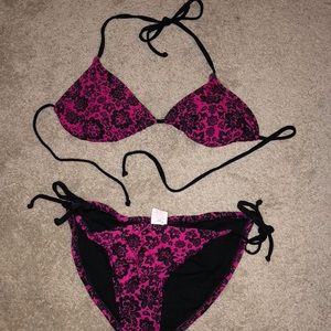 Pink & Black Floral Bikini